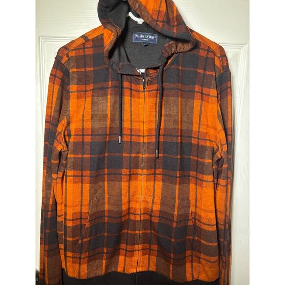 Paisley & Gray Orange and black Flannel Set Pants and Hoodie Slim Fit Sz Large - Picture 5 of 11
